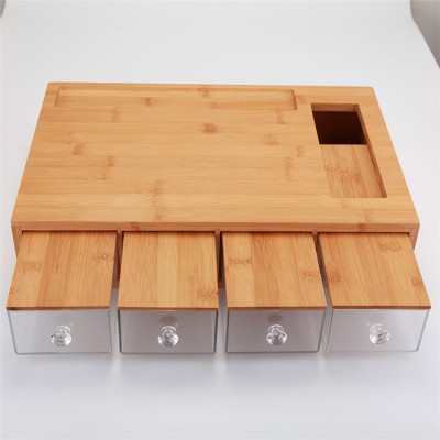 Creative storage cabinet household bamboo chopping board cutting board with drawer